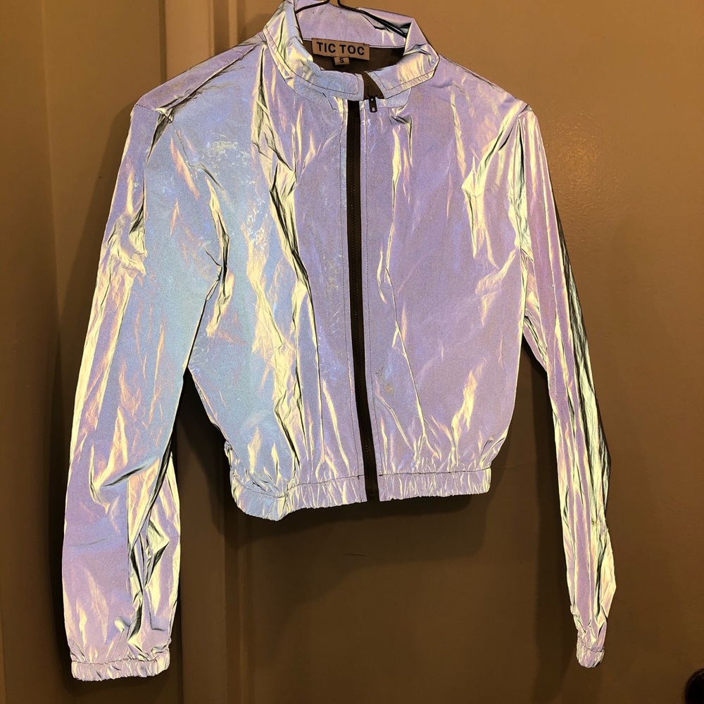 Dollskill Cropped Zip Up Reflective Jacket